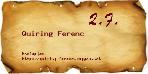 Quiring Ferenc névjegykártya