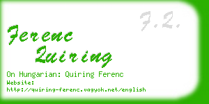 ferenc quiring business card